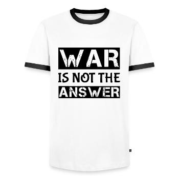 War - Men's Ringer Shirt - white/black - Front - AI Model Female 172 light (172cm) & AI Model Male 178 dark (178cm)