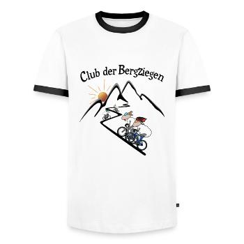 Club der Radsport Bergziegen - Männer Kontrast-T-Shirt - Weiß/Schwarz - Vorne - AI Model Female 172 light (172cm) & AI Model Male 178 dark (178cm)