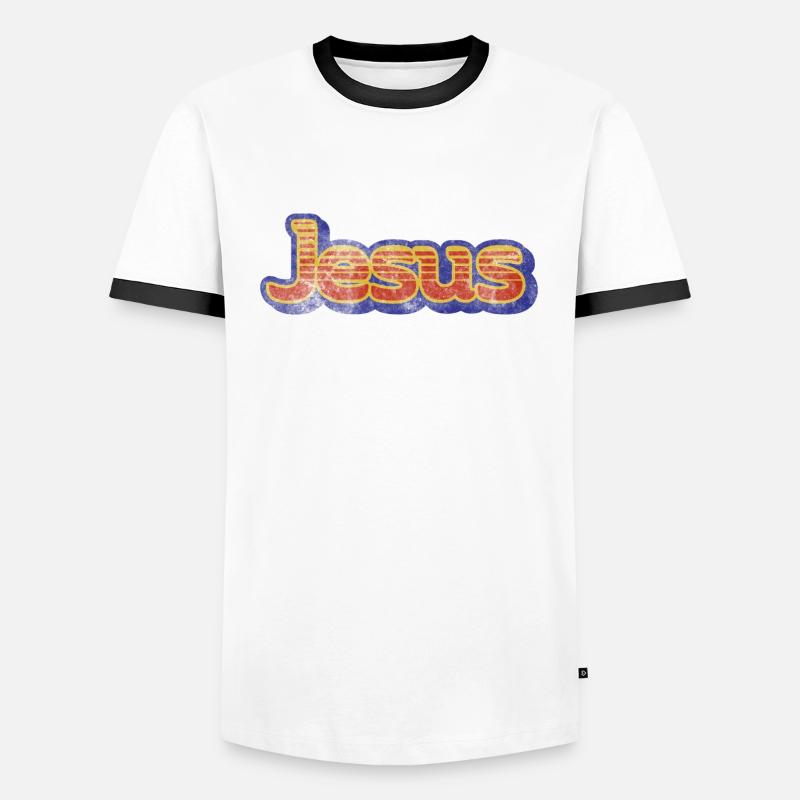 Jesus - Männer Kontrast-T-Shirt - Weiß/Schwarz