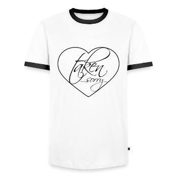 contour coeur taken désolé pardon amour amour pa - T-shirt contrasté Homme - blanc/noir - Devant - AI Model Female 172 light (172cm) & AI Model Male 178 dark (178cm)
