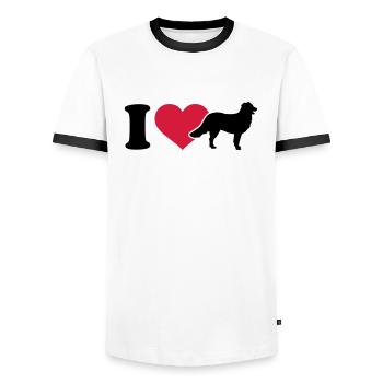 I love Bernese mountain - Men's Ringer Shirt - white/black - Front - AI Model Female 172 light (172cm) & AI Model Male 178 dark (178cm)