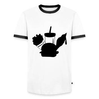 fast food menue eiscreme - Männer Kontrast-T-Shirt - Weiß/Schwarz - Vorne - AI Model Female 172 light (172cm) & AI Model Male 178 dark (178cm)