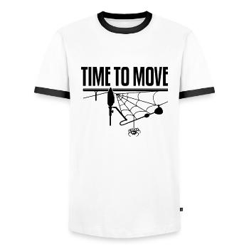 TEMPS DE DÉPLACEMENT - T-shirt contrasté Homme - blanc/noir - Devant - AI Model Female 172 light (172cm) & AI Model Male 178 dark (178cm)