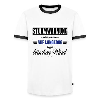 Sturmwarnung Langeoog - büschen Wind - Männer Kontrast-T-Shirt - Weiß/Schwarz - Vorne - AI Model Female 172 light (172cm) & AI Model Male 178 dark (178cm)