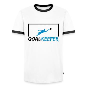 gardien de but cool gardien de but gardien de but - T-shirt contrasté Homme - blanc/noir - Devant - AI Model Female 172 light (172cm) & AI Model Male 178 dark (178cm)