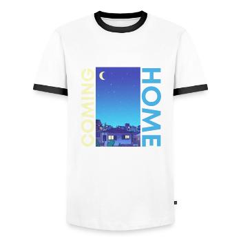Coming Home two-tone - Men's Ringer Shirt - white/black - Front - AI Model Female 172 light (172cm) & AI Model Male 178 dark (178cm)