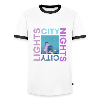 City lights city nights - Men's Ringer Shirt - white/black - Front - AI Model Female 172 light (172cm) & AI Model Male 178 dark (178cm)
