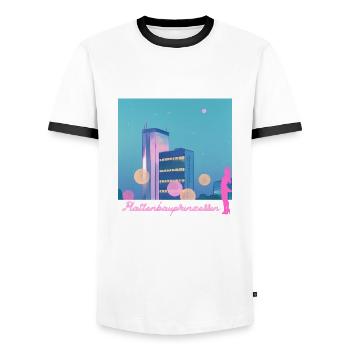 Prefabricated Building Princess - Men's Ringer Shirt - white/black - Front - AI Model Female 172 light (172cm) & AI Model Male 178 dark (178cm)
