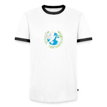give peace a chance - Männer Kontrast-T-Shirt - Weiß/Schwarz - Vorne - AI Model Female 172 light (172cm) & AI Model Male 178 dark (178cm)