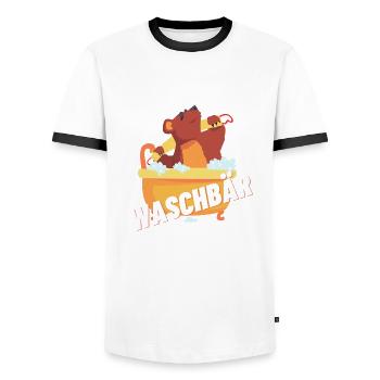 Waschbär - Männer Kontrast-T-Shirt - Weiß/Schwarz - Vorne - AI Model Female 172 light (172cm) & AI Model Male 178 dark (178cm)