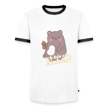 Eisbär, Ich bin ein Eisbär! - Männer Kontrast-T-Shirt - Weiß/Schwarz - Vorne - AI Model Female 172 light (172cm) & AI Model Male 178 dark (178cm)