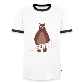 Nasenbär - Männer Kontrast-T-Shirt - Weiß/Schwarz - Vorne - AI Model Female 172 light (172cm) & AI Model Male 178 dark (178cm)