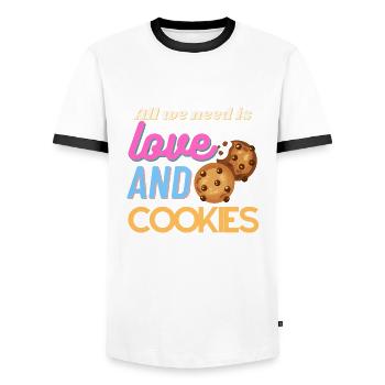 All we need is love and cookies - Men's Ringer Shirt - white/black - Front - AI Model Female 172 light (172cm) & AI Model Male 178 dark (178cm)