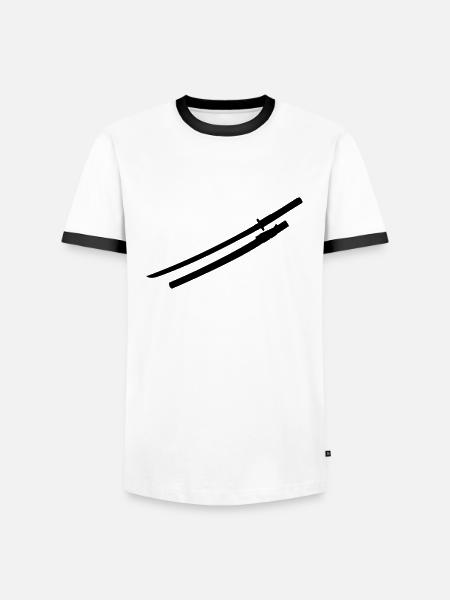 Samurai Schwert - Männer Kontrast-T-Shirt - Weiß/Schwarz