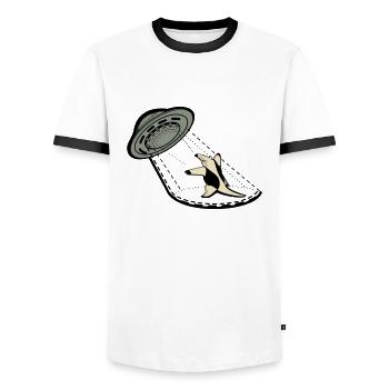 Tamandua Kleiner Ameisenbär gegen Ufo - Männer Kontrast-T-Shirt - Weiß/Schwarz - Vorne - AI Model Female 172 light (172cm) & AI Model Male 178 dark (178cm)