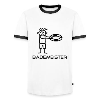 Strichmännchen Bademeister - Männer Kontrast-T-Shirt - Weiß/Schwarz - Vorne - AI Model Female 172 light (172cm) & AI Model Male 178 dark (178cm)