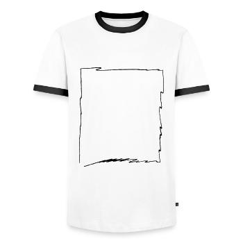 Dessin au trait d’esquisse de cadre - T-shirt contrasté Homme - blanc/noir - Devant - AI Model Female 172 light (172cm) & AI Model Male 178 dark (178cm)
