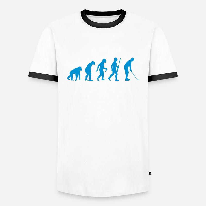Golfer Evolution - Männer Kontrast-T-Shirt - Weiß/Schwarz