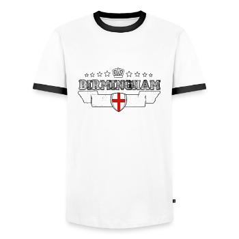 Birmingham - Men's Ringer Shirt - white/black - Front - AI Model Female 172 light (172cm) & AI Model Male 178 dark (178cm)