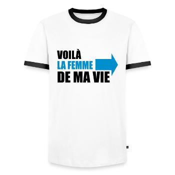 voilà la femme de ma vie - T-shirt contrasté Homme - blanc/noir - Devant - AI Model Female 172 light (172cm) & AI Model Male 178 dark (178cm)