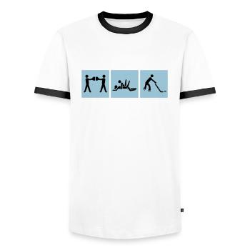 BierSexEISHOCKEY - Männer Kontrast-T-Shirt - Weiß/Schwarz - Vorne - AI Model Female 172 light (172cm) & AI Model Male 178 dark (178cm)