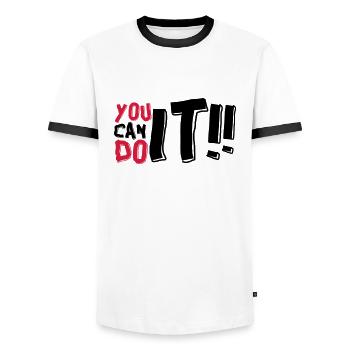 DU KANNST ES SCHAFFEN - Männer Kontrast-T-Shirt - Weiß/Schwarz - Vorne - AI Model Female 172 light (172cm) & AI Model Male 178 dark (178cm)