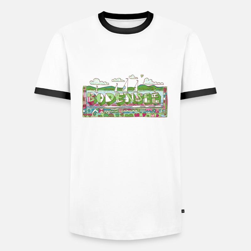 Bodensee - Männer Kontrast-T-Shirt - Weiß/Schwarz