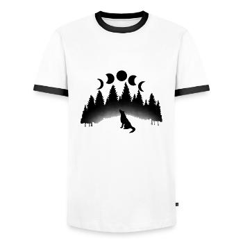 Wolf Moon - Men's Ringer Shirt - white/black - Front - AI Model Female 172 light (172cm) & AI Model Male 178 dark (178cm)