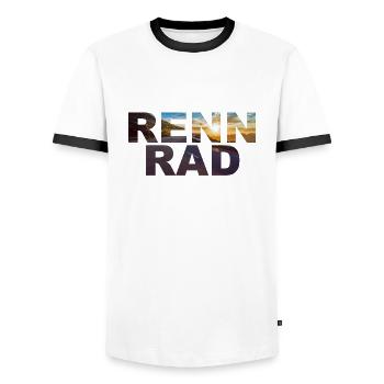 Rennrad Straßenrad Fahrrad Radfahrer Radler Rad - Männer Kontrast-T-Shirt - Weiß/Schwarz - Vorne - AI Model Female 172 light (172cm) & AI Model Male 178 dark (178cm)