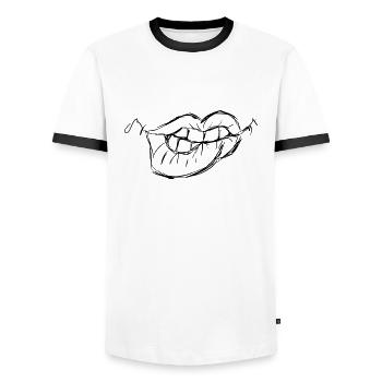 Sexy Lippen, zum verlieben, Geschenkidee, Biss - Männer Kontrast-T-Shirt - Weiß/Schwarz - Vorne - AI Model Female 172 light (172cm) & AI Model Male 178 dark (178cm)