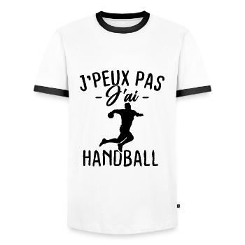 Je peux pas j'ai Handball - T-shirt contrasté Homme - blanc/noir - Devant - AI Model Female 172 light (172cm) & AI Model Male 178 dark (178cm)