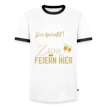Junggesellinnenabschied Trauzeugin Brautjungfern - Männer Kontrast-T-Shirt - Weiß/Schwarz - Vorne - AI Model Female 172 light (172cm) & AI Model Male 178 dark (178cm)