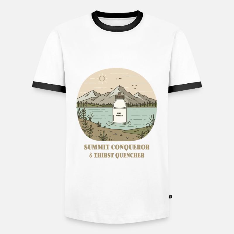 Gipfelwanderer & Durstlöscher - Männer Kontrast-T-Shirt - Weiß/Schwarz