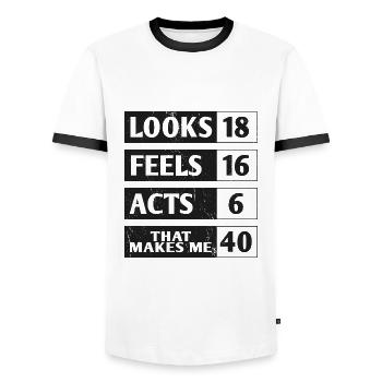40 Geburtstag Spruch 40 Jahre Geschenk - Männer Kontrast-T-Shirt - Weiß/Schwarz - Vorne - AI Model Female 172 light (172cm) & AI Model Male 178 dark (178cm)
