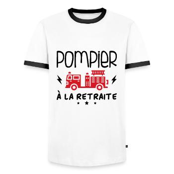 Pompier À La Retraite - T-shirt contrasté Homme - blanc/noir - Devant - AI Model Female 172 light (172cm) & AI Model Male 178 dark (178cm)