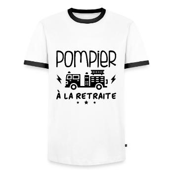 Pompier À La Retraite - T-shirt contrasté Homme - blanc/noir - Devant - AI Model Female 172 light (172cm) & AI Model Male 178 dark (178cm)