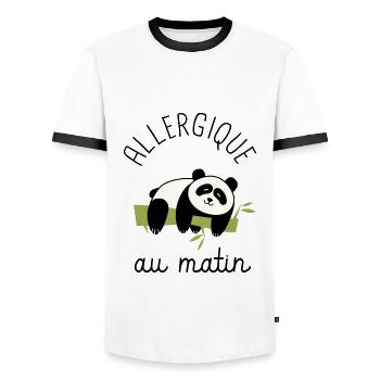 Allergique au matin humour - T-shirt contrasté Homme - blanc/noir - Devant - AI Model Female 172 light (172cm) & AI Model Male 178 dark (178cm)