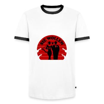 Hochzeit Married 2023 Ich bin dabei Sie wollen - Männer Kontrast-T-Shirt - Weiß/Schwarz - Vorne - AI Model Female 172 light (172cm) & AI Model Male 178 dark (178cm)