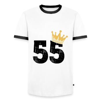 55 Krone 55. Geburtstag 55 Jahre - Männer Kontrast-T-Shirt - Weiß/Schwarz - Vorne - AI Model Female 172 light (172cm) & AI Model Male 178 dark (178cm)