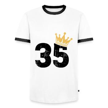 35 Crown 35th Birthday 35 Years - Men's Ringer Shirt - white/black - Front - AI Model Female 172 light (172cm) & AI Model Male 178 dark (178cm)