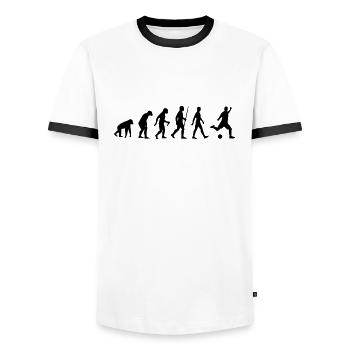 Football, Soccer, Soccer, Players, Team Evolution - Men's Ringer Shirt - white/black - Front - AI Model Female 172 light (172cm) & AI Model Male 178 dark (178cm)