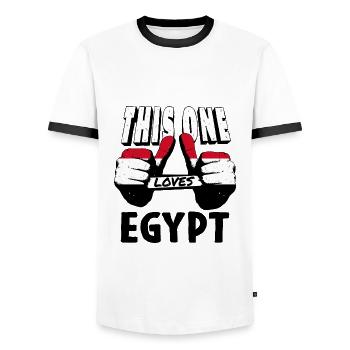 Egypte Drapeau Hurghada Afrique Drapeau égyptien - T-shirt contrasté Homme - blanc/noir - Devant - AI Model Female 172 light (172cm) & AI Model Male 178 dark (178cm)