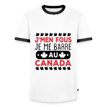 J'men fous je me barre au canada - T-shirt contrasté Homme - blanc/noir - Devant - AI Model Female 172 light (172cm) & AI Model Male 178 dark (178cm)