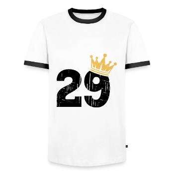 29 Crown 29th Birthday 29 Years - Men's Ringer Shirt - white/black - Front - AI Model Female 172 light (172cm) & AI Model Male 178 dark (178cm)