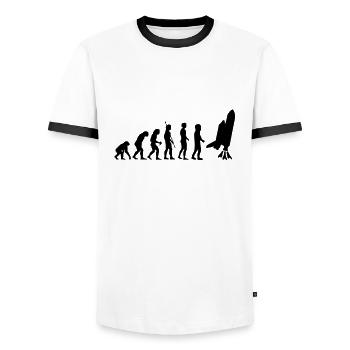 evolution_astronaut_g1 - T-shirt contrasté Homme - blanc/noir - Devant - AI Model Female 172 light (172cm) & AI Model Male 178 dark (178cm)