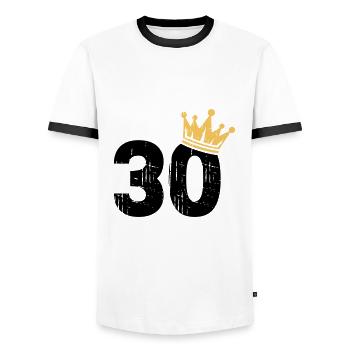 30 Crown 30th Birthday 30 Years - Men's Ringer Shirt - white/black - Front - AI Model Female 172 light (172cm) & AI Model Male 178 dark (178cm)
