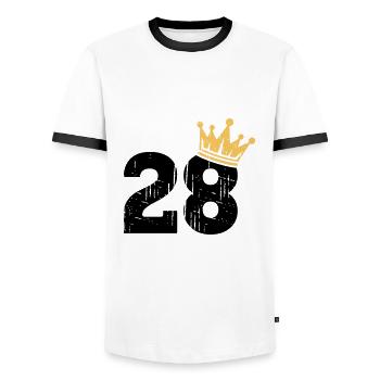 28 Crown 28th Birthday 28 Years - Men's Ringer Shirt - white/black - Front - AI Model Female 172 light (172cm) & AI Model Male 178 dark (178cm)
