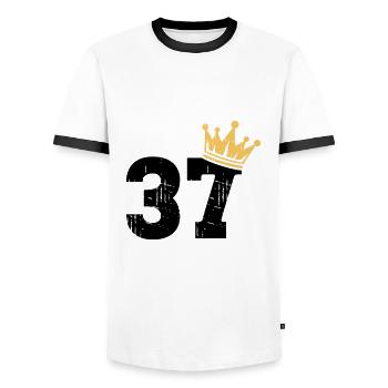 37 Crown 37e anniversaire 37 ans - T-shirt contrasté Homme - blanc/noir - Devant - AI Model Female 172 light (172cm) & AI Model Male 178 dark (178cm)