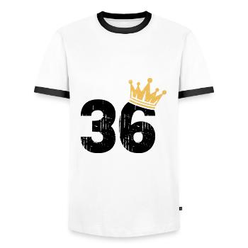 36 Crown 36th Birthday 36 Years - Men's Ringer Shirt - white/black - Front - AI Model Female 172 light (172cm) & AI Model Male 178 dark (178cm)