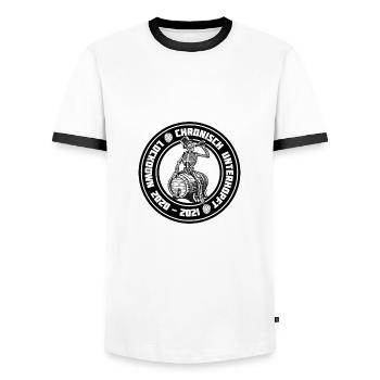 Chronisch Unterhopft Lockdown Bier Spruch - Männer Kontrast-T-Shirt - Weiß/Schwarz - Vorne - AI Model Female 172 light (172cm) & AI Model Male 178 dark (178cm)